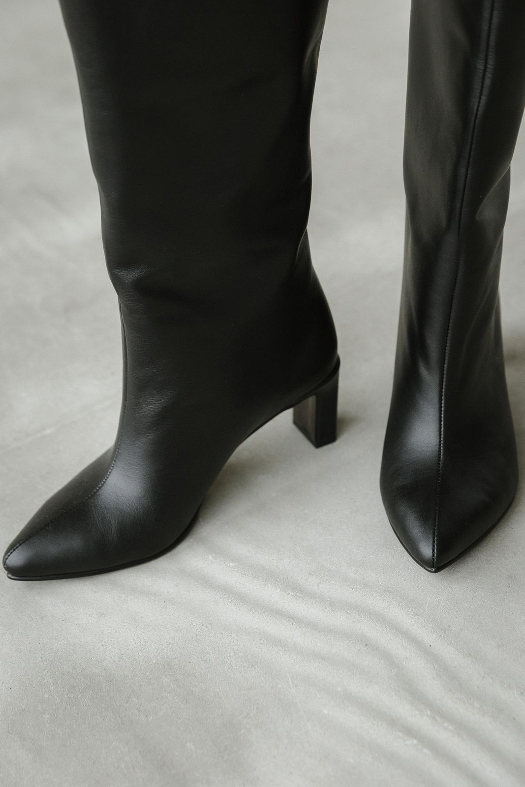 Knee High Heeled Leather Boots