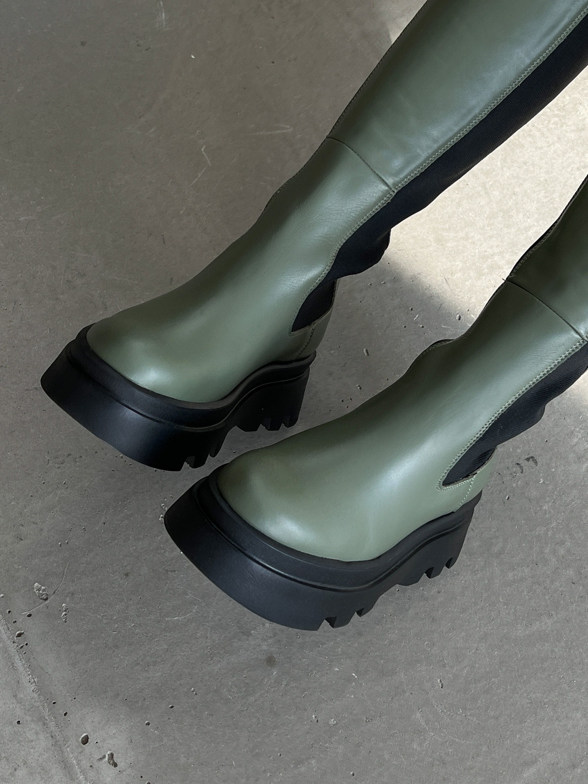Knee High Leather Chelsea with Elastic Inserts