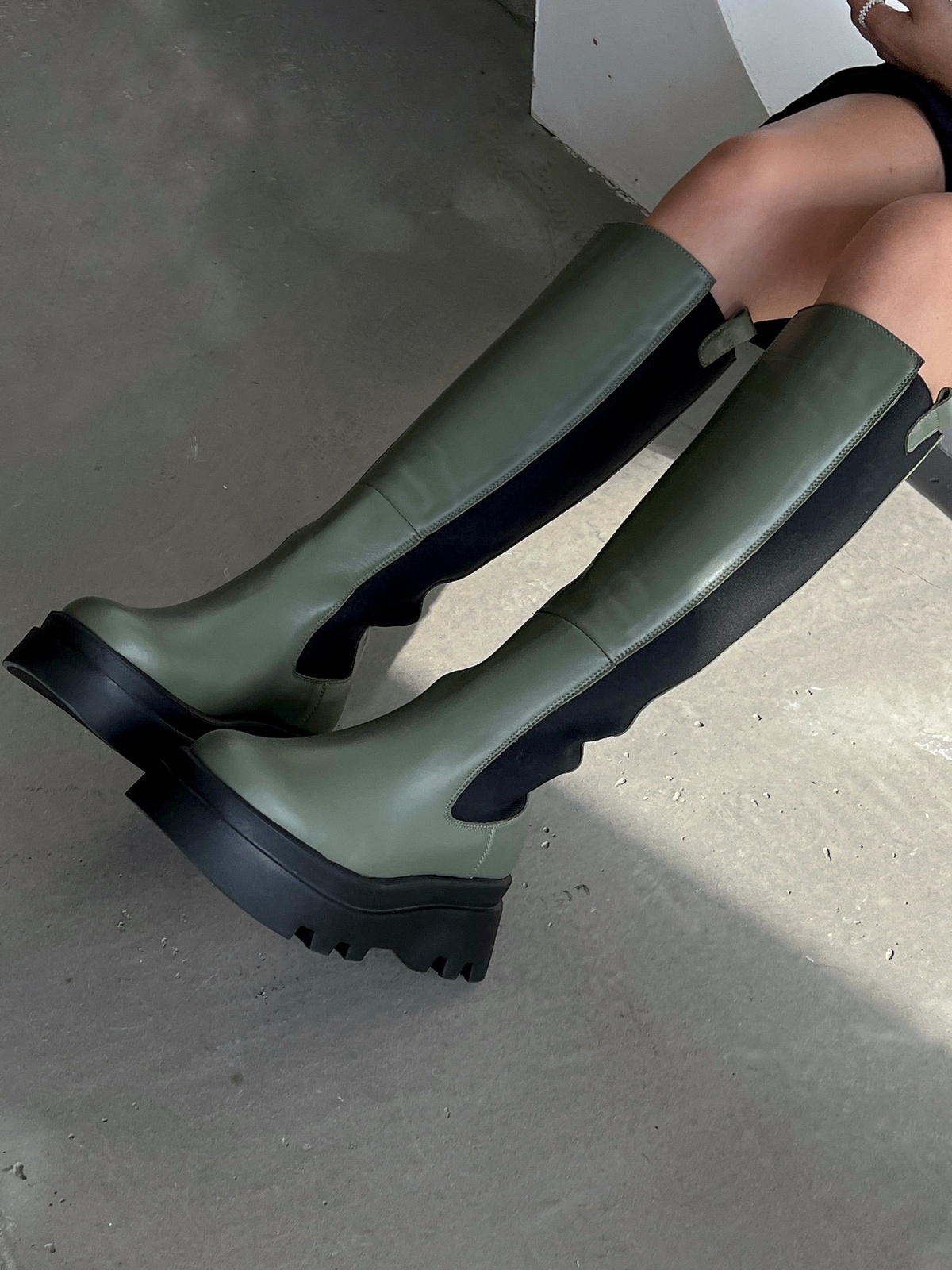 Knee High Leather Chelsea with Elastic Inserts