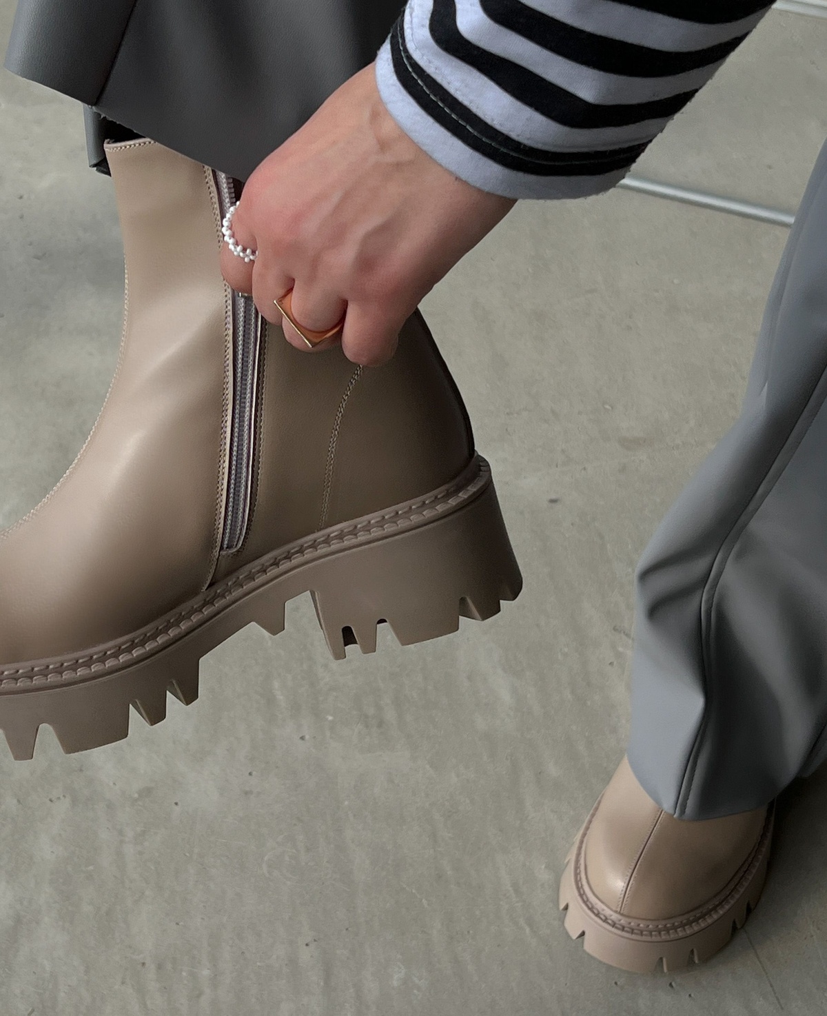 Leather Boots on Tractor Sole 