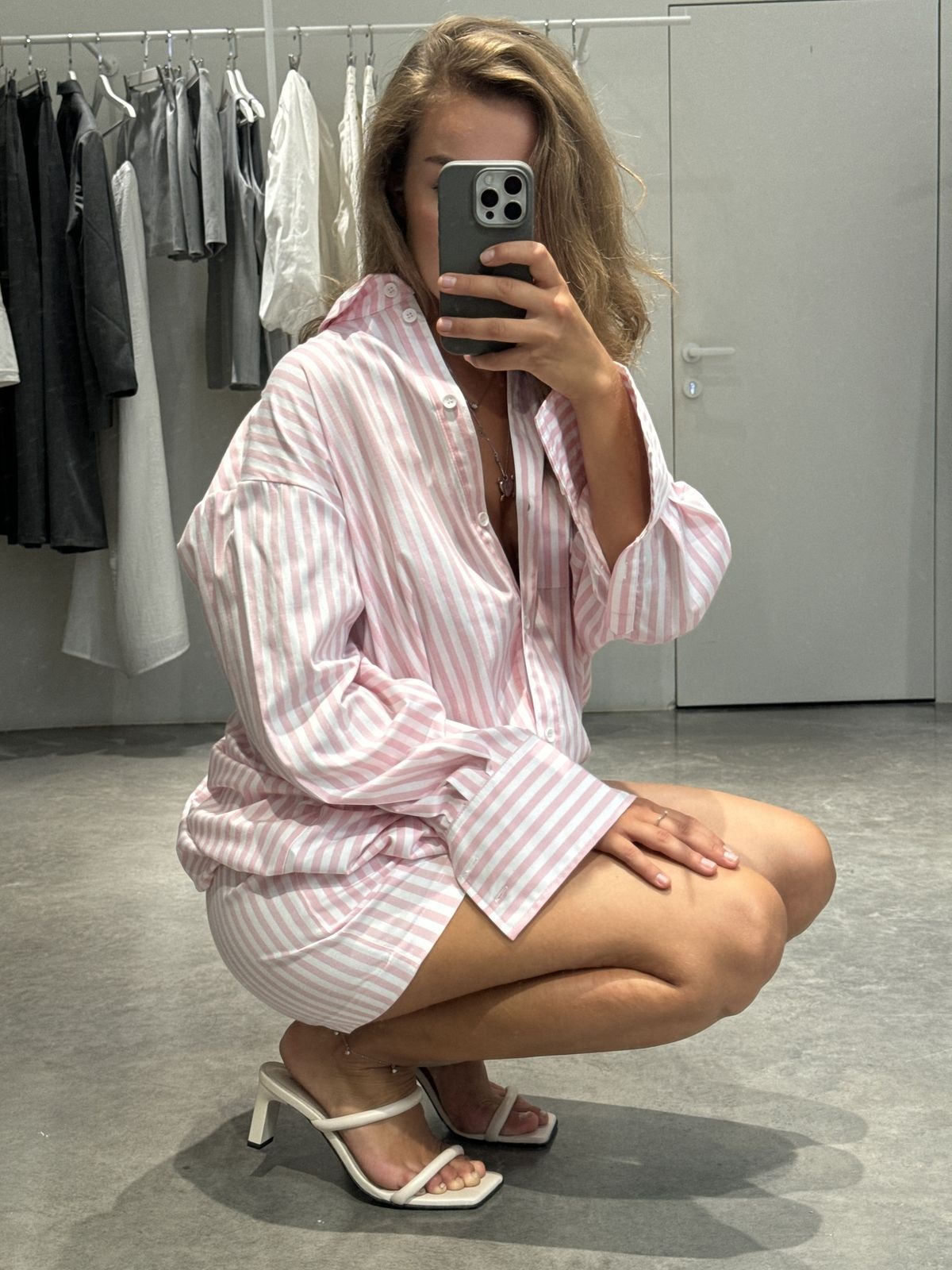 Striped Pyjama-Style Shirt and Shorts Matching Set 