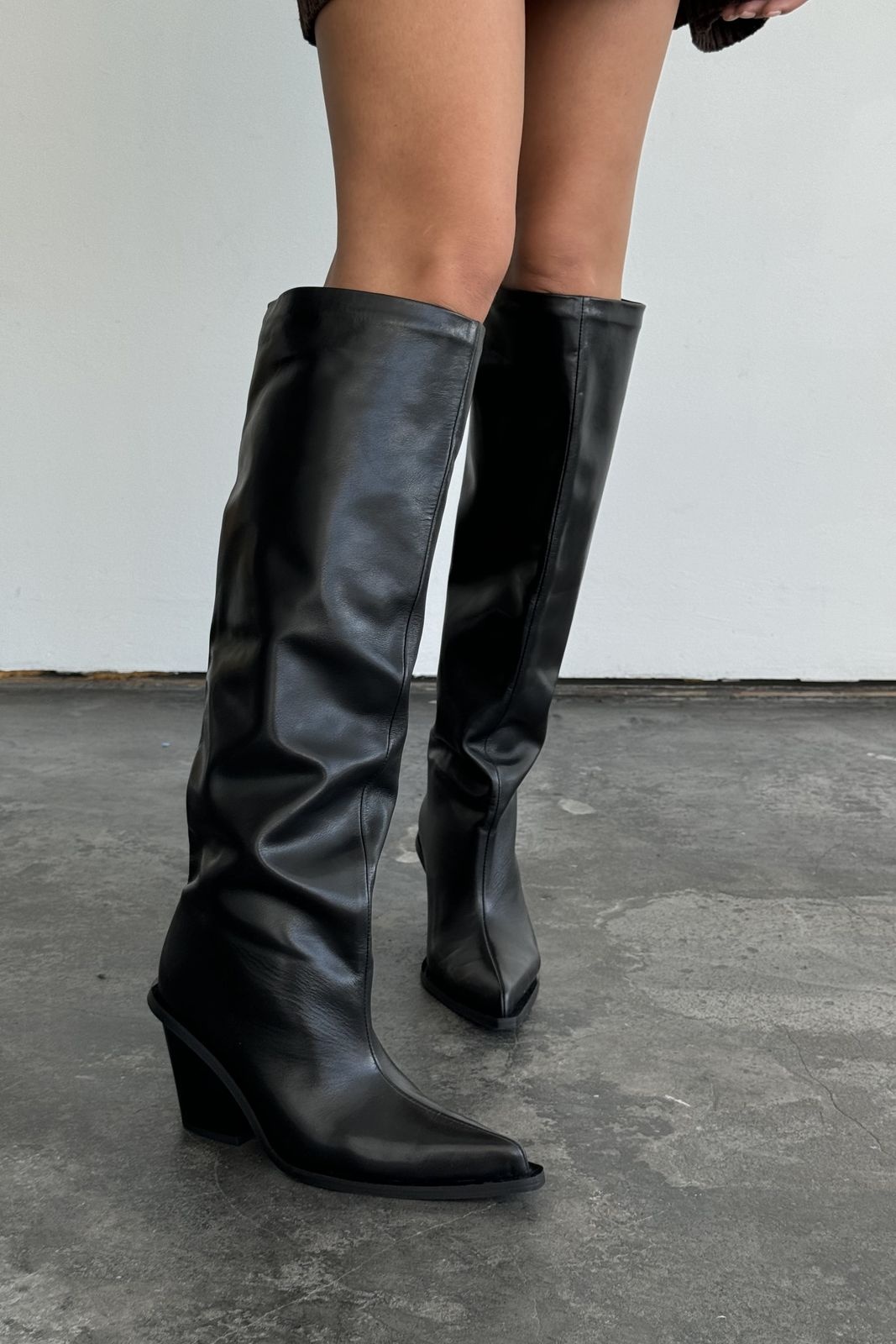 Leather Knee High Cowboy Boots