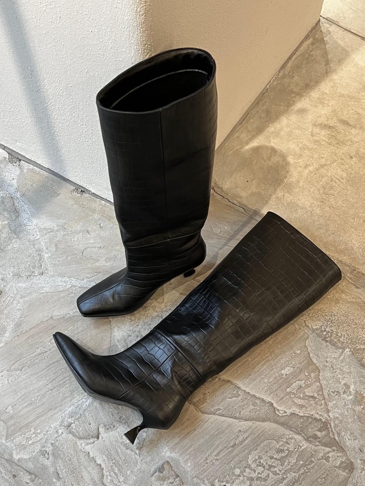 Straight High Boots CROCO in Textured Leather