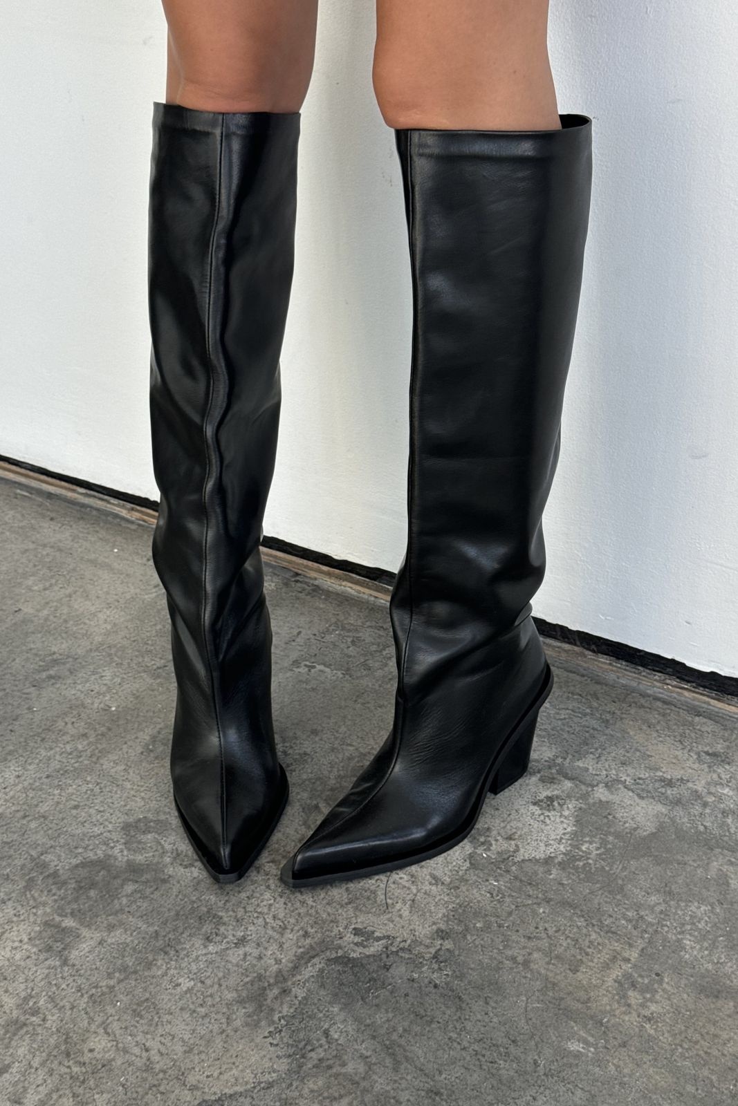 Leather Knee High Cowboy Boots