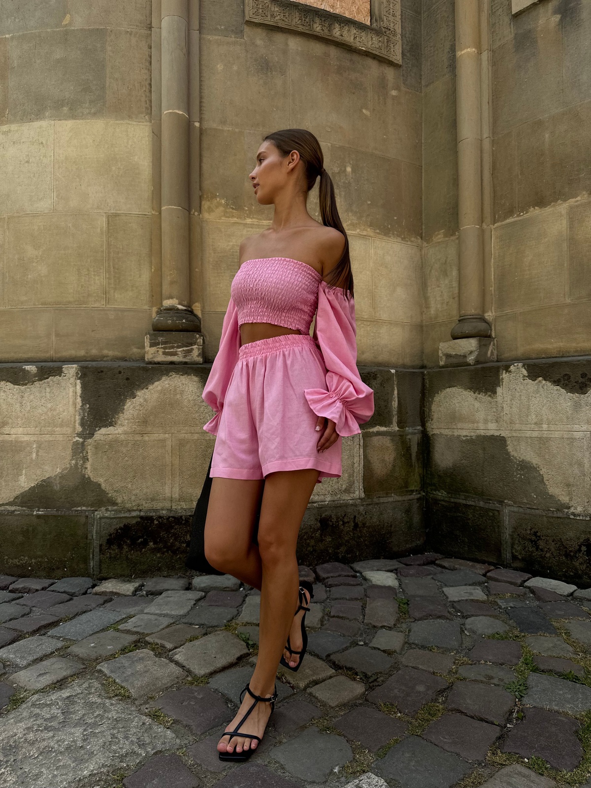 Elastic Top and Shorts Matching Set