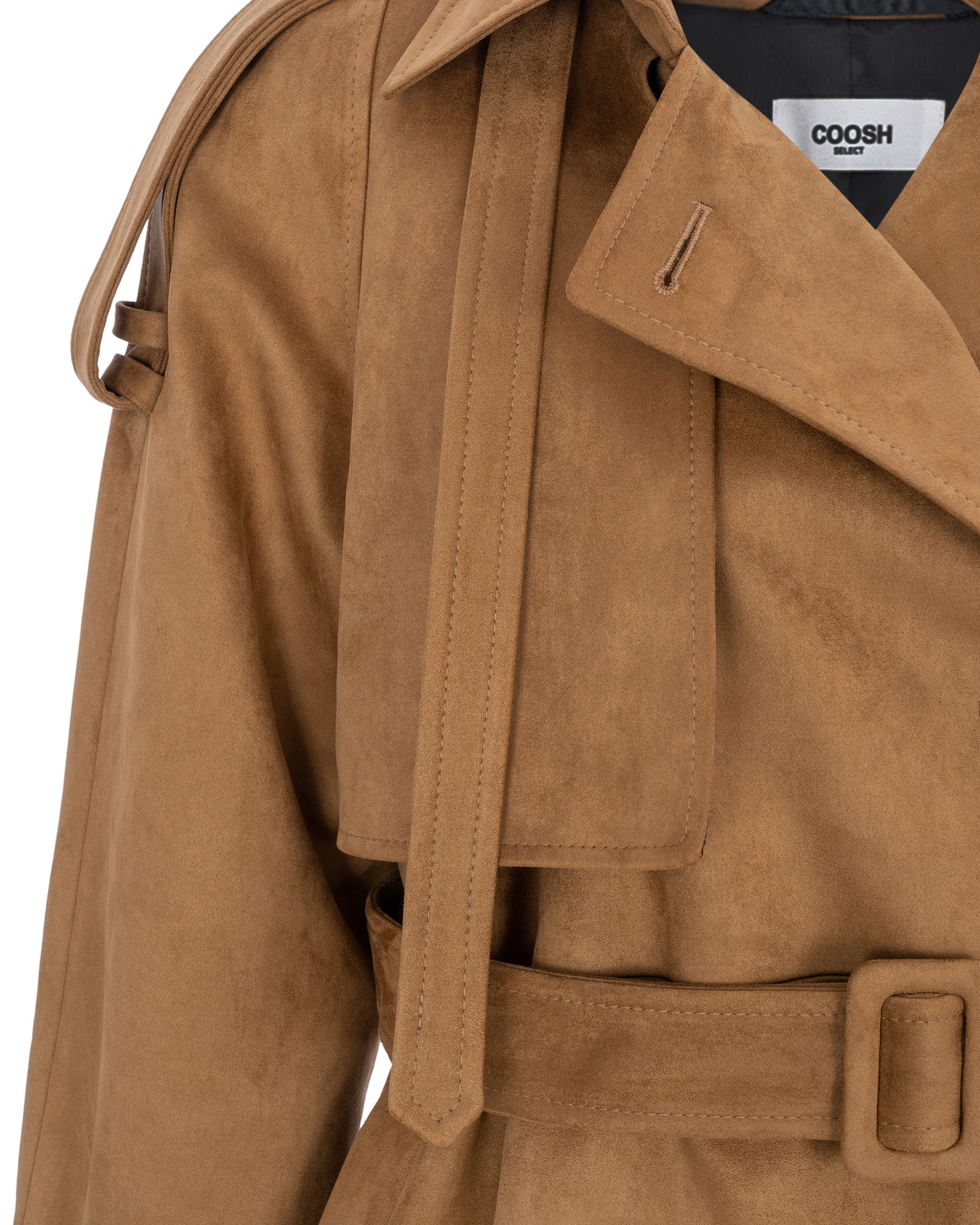 Premium Faux Suede Trench Coat