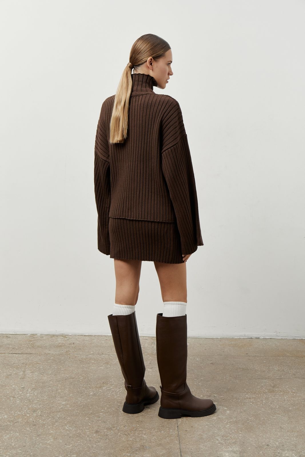 Knitted Matching Set with Sweater and Mini Skirt