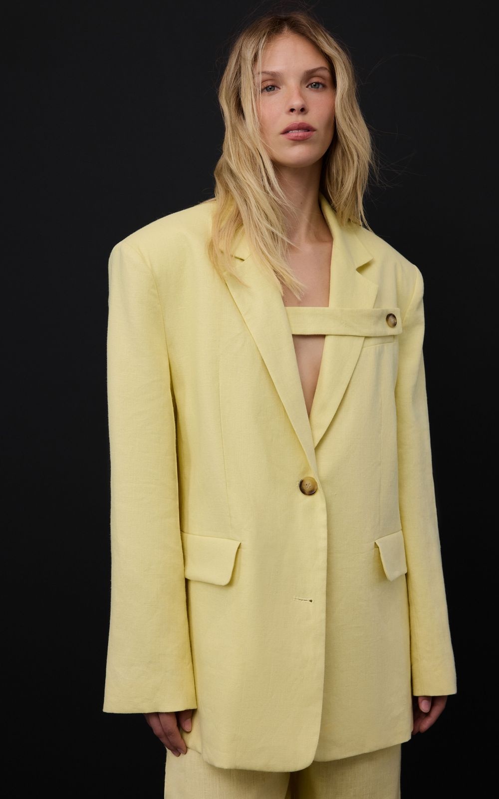 Single-breasted Blazer with Strap Detail