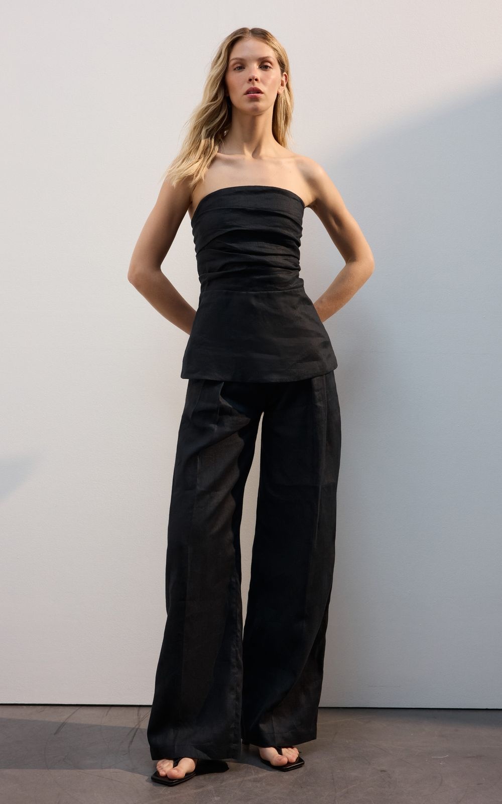 Shirred Hemp Bandeau Top