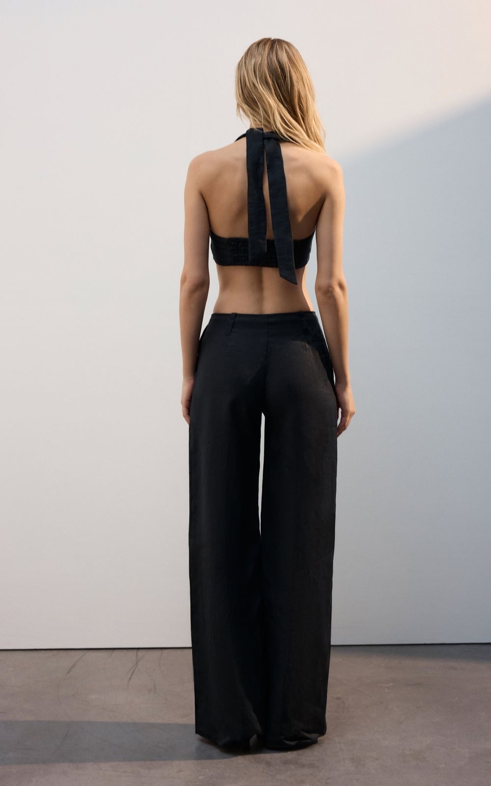 Organic Hemp Mid Rise Palazzo Pants Black