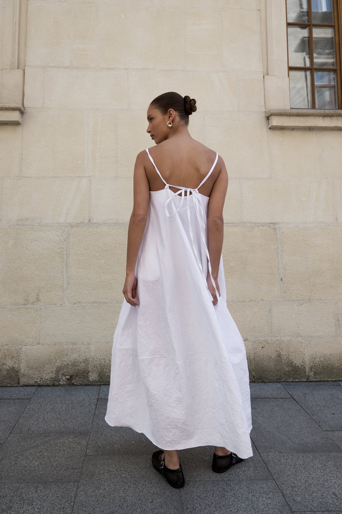 Creased Free Cut Sundress with Straps