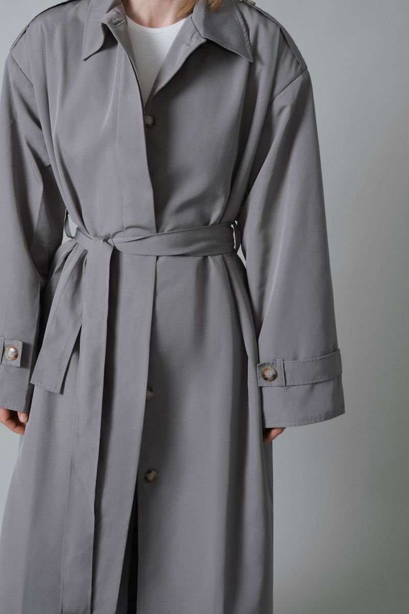 Vintage Style Trench Coat with Shoulder Pads