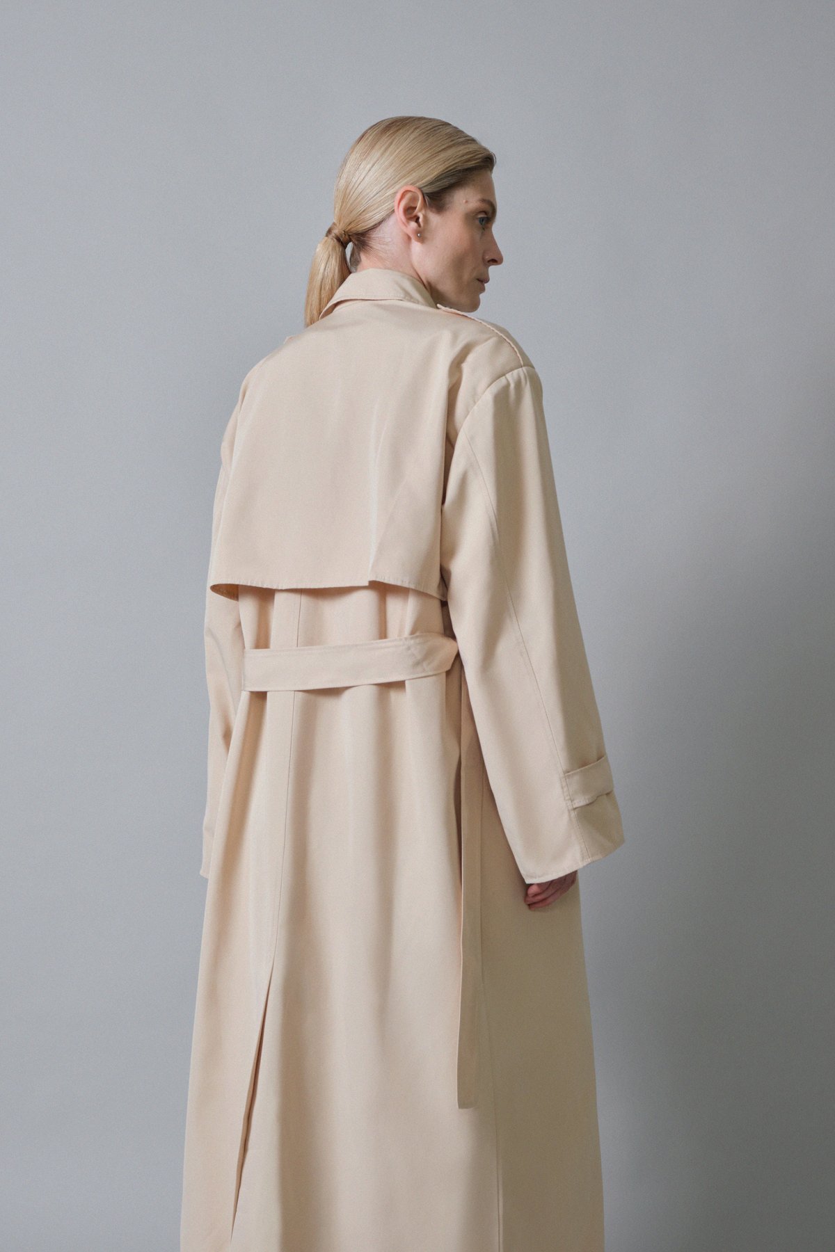 Vintage Style Trench Coat with Shoulder Pads