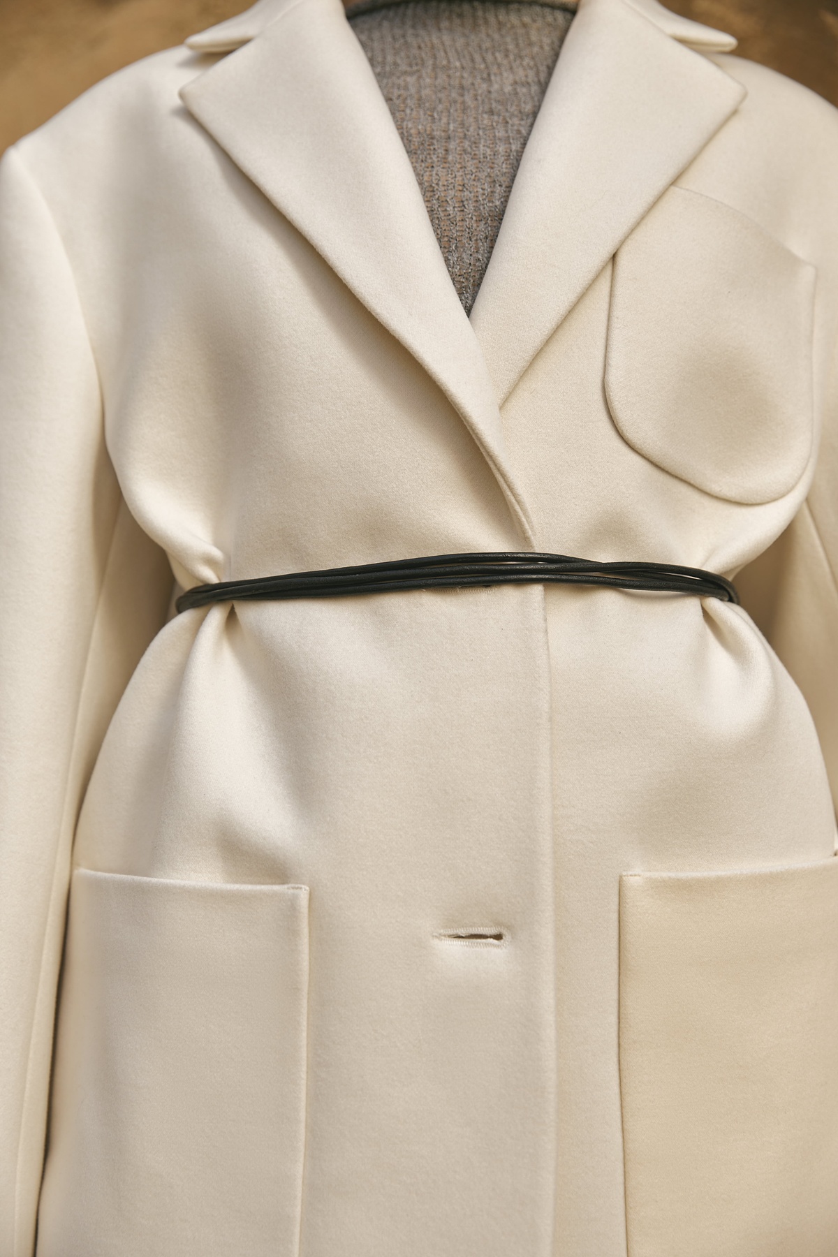 WHITELY Cropped Coat with Pockets