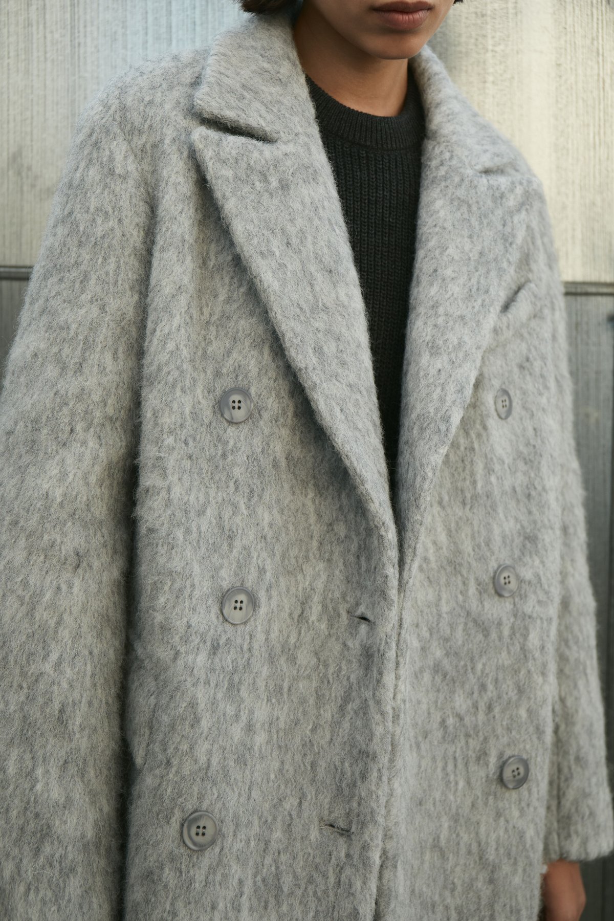 Double-Breasted Woolen Blend Coat