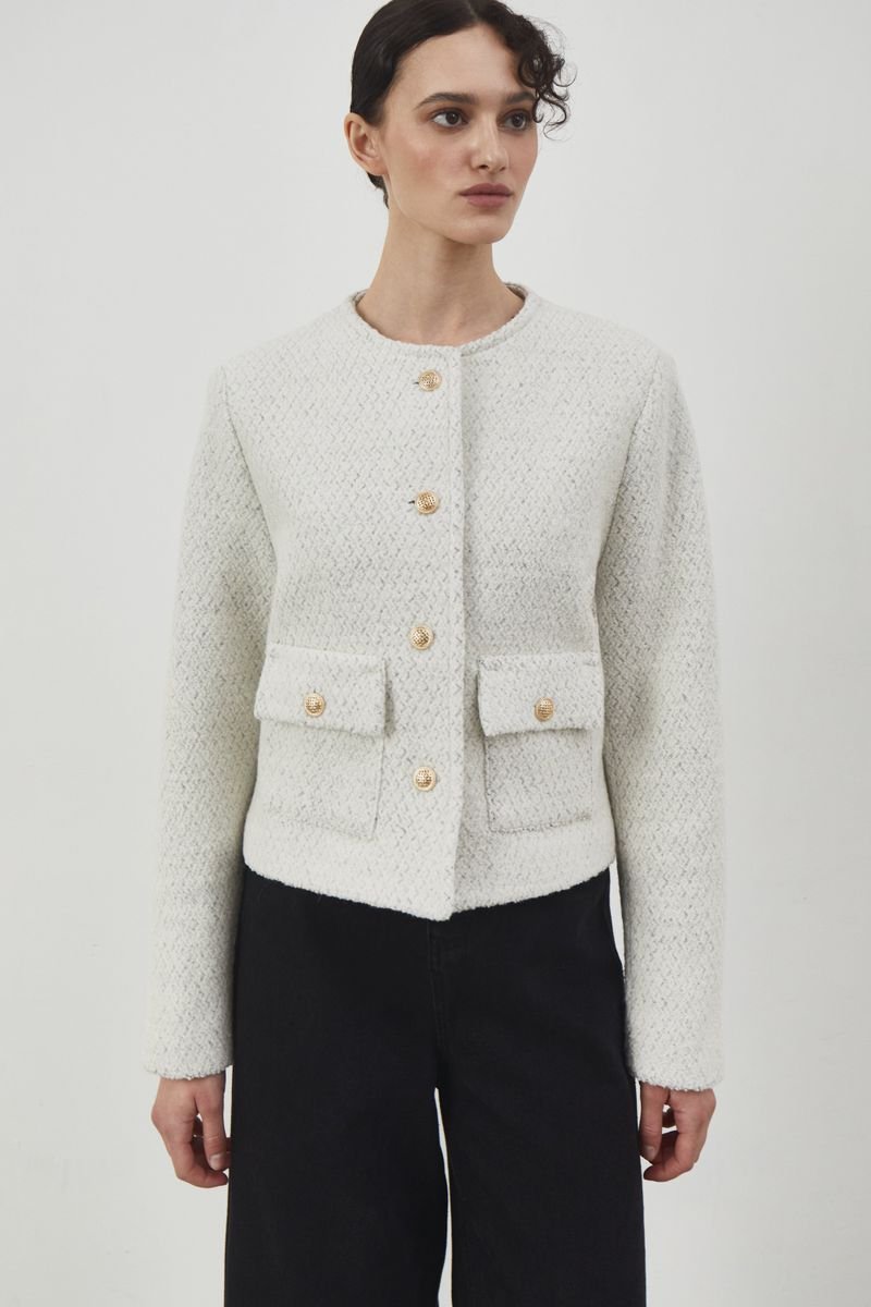 Cardigan Blazer with Pockets in Premium Boucle 