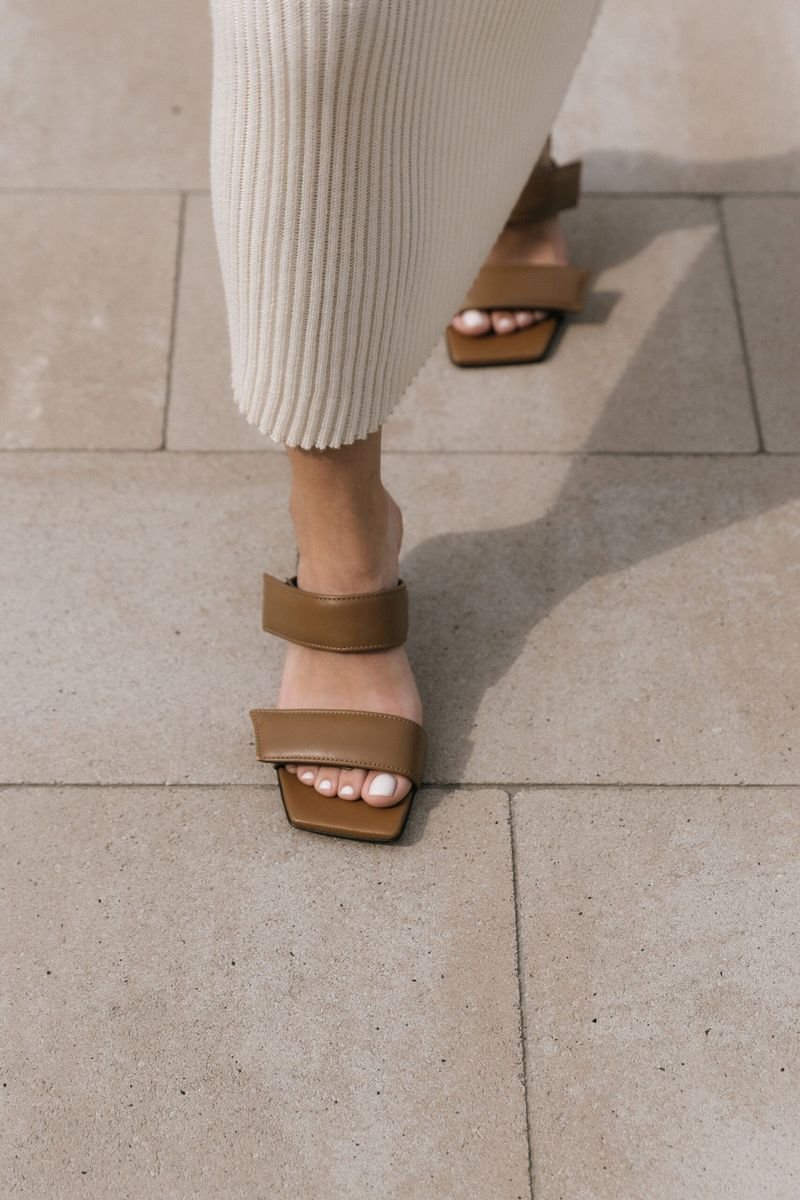 Heeled Leather Mules with Straps